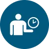 Person holding clock icon